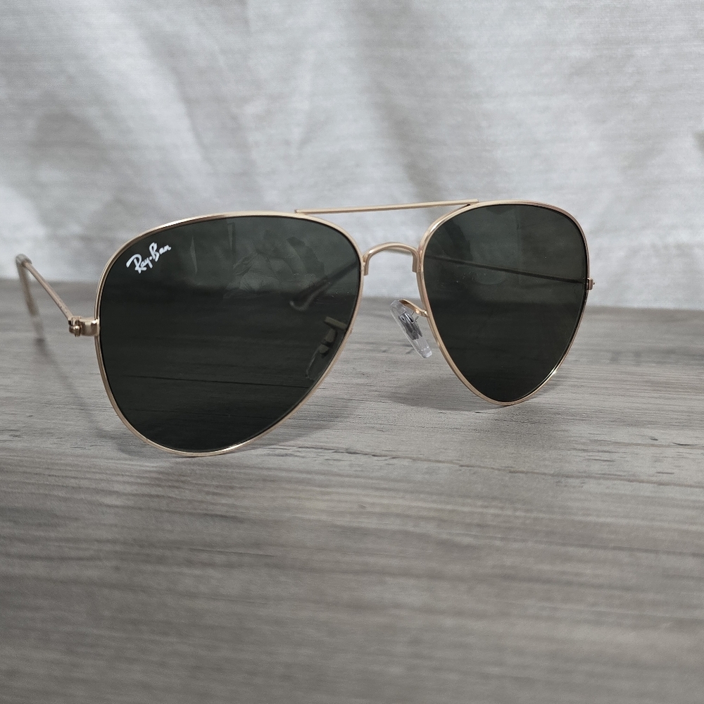 Ray-Ban Gold and Black Aviator Sunglasses